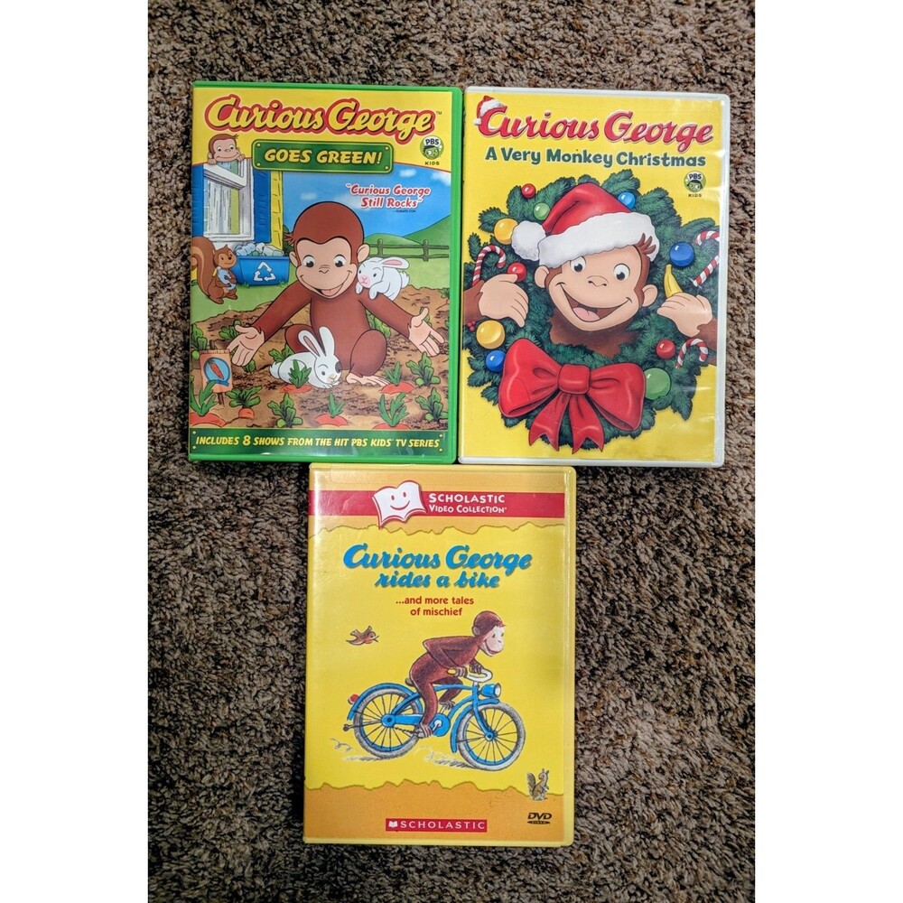 Lot of 3 Curious George DVDs PBS Kids & Scholastic